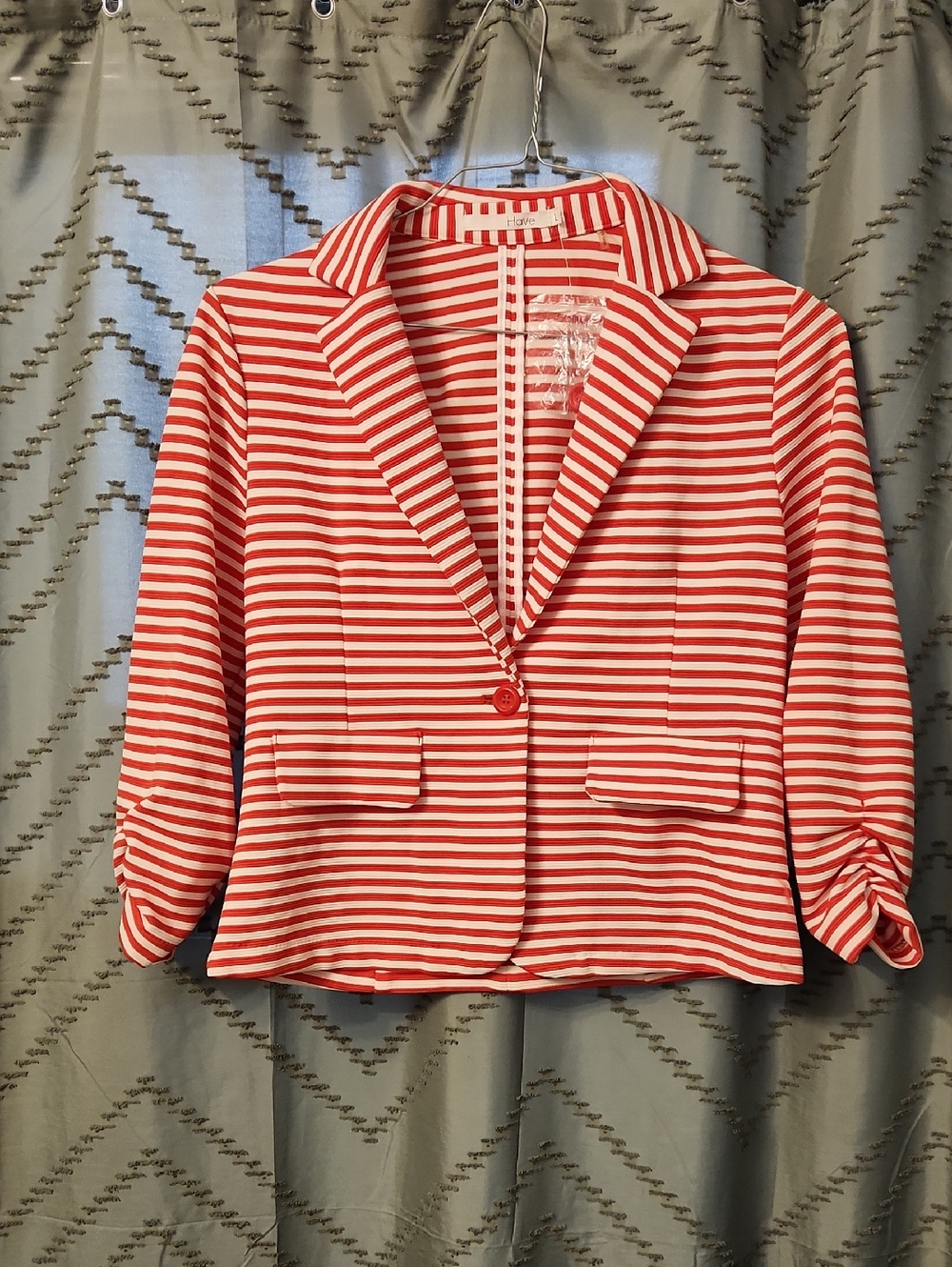 Have Red and White Striped Blazer Jacket